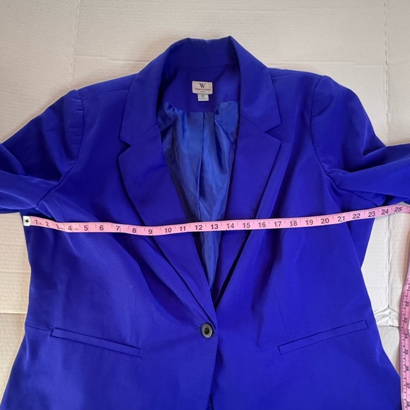 Worthington Royal Blue Blazer Women's 2X Plus Size One-Button Career Jacket - Picture 6 of 10